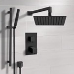 Remer SFR47 Matte Black Thermostatic Shower System with Handheld, Rain Shower Head, Shower Faucet Set